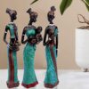Malwa Craft  Beautiful Finish Uniquely Hand Crafted Home Decor African Tribal Women Art Piece (Set of 3, Green and Black Color) - Image 7